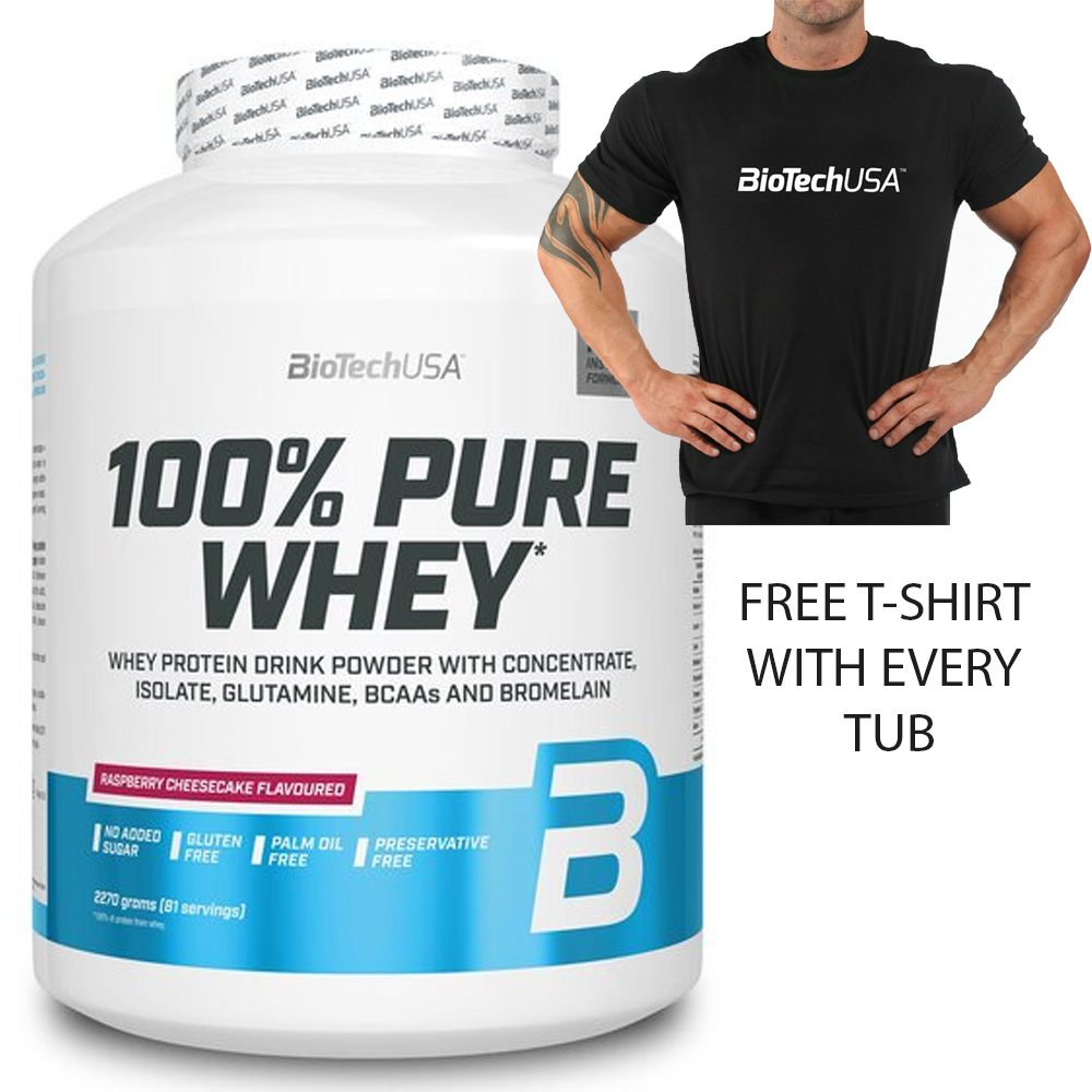 BioTech USA 100% Pure Whey Protein Powder 2.27Kg Gluten Lactose Aspartame Free