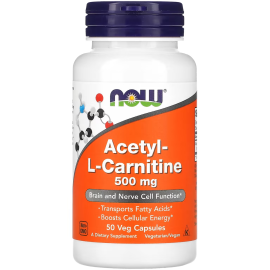 Now Food Acetyl L-carnitine 500Mg - 50 Veg Capsules